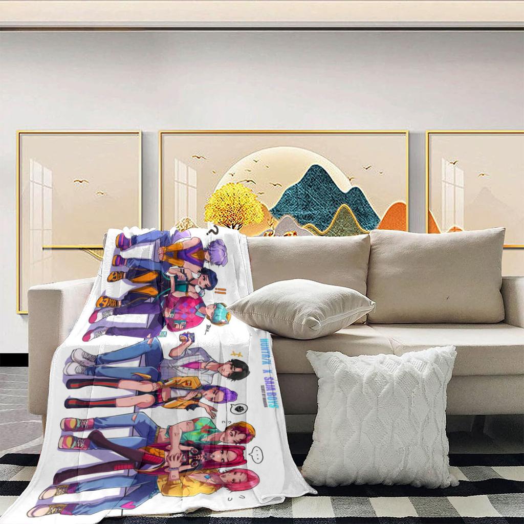 This Cozy Blanket Features A  And  Print Inspired By  Witcher Girls, Showcasing The Characters In Action.