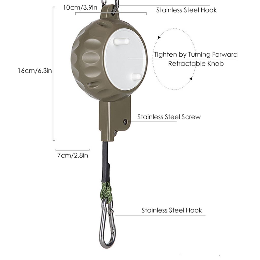 Corde à linge télescopique de 8 m pour extérieur, coupe-vent et réglable, de type boîte.