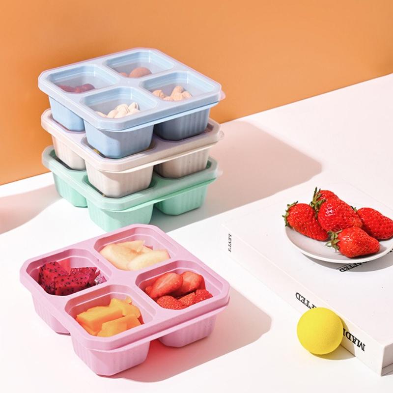 Reusable Wheat Straw Snack Box for Kids and Adults for Home Snack Storage Crisper Refrigerator Fresh Box Lunch Containers