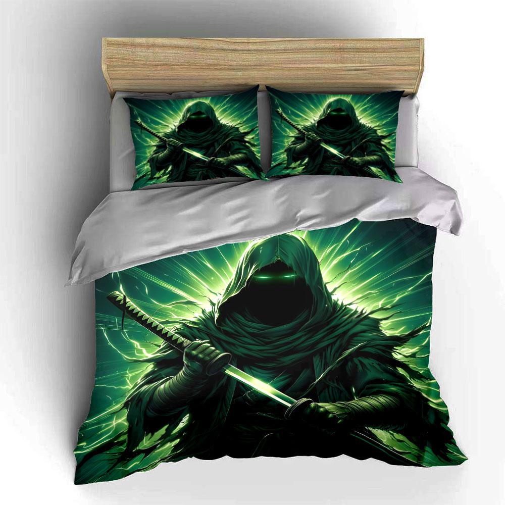 Dark Cloaked Warrior With Glowing Sword Print Soft Comfortable Duvet Cover Bedding Set Included 1*Duvet Cover  2*Pillowcases