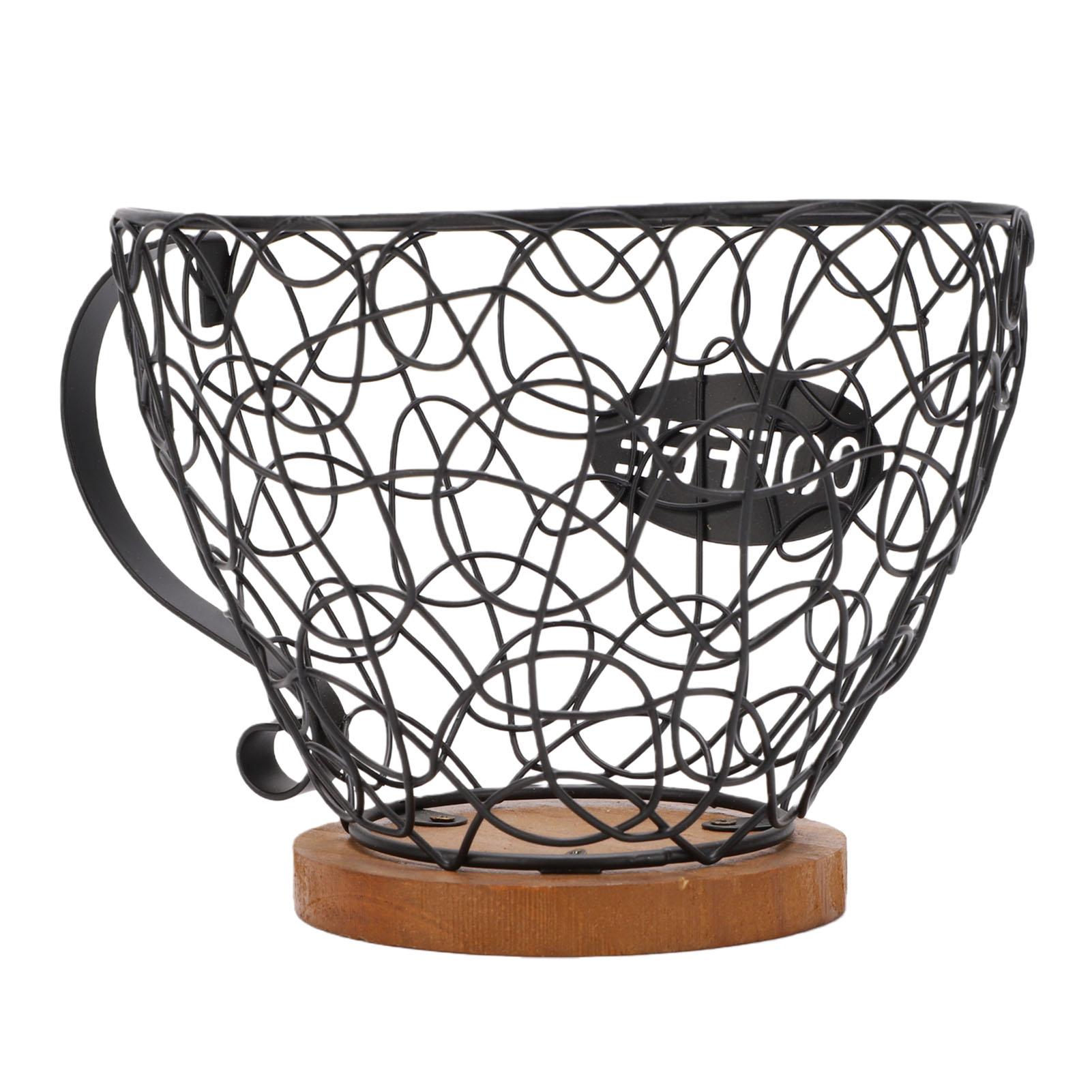 

Coffee Pod Holder Organizer Metal Coffee Capsule Storage Basket with Wood Base for Kitchen Countertop чорний