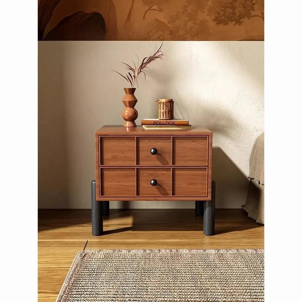 Medieval bedside table Household bedroom Bedside table Solid wood simple modern small cabinet
