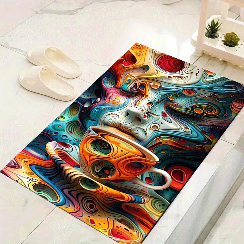 

1pc Face and coffee Design Area Rug - Soft, Anti-Slip, and Durable Gaming Room Decor for Bedroom 60cm by 90cm