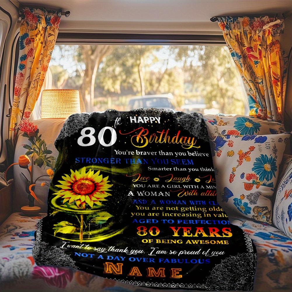 Happy 80Th Birthday Customize Your Name Rv Blanket Comfortable Soft Lightweight Multipurpose Blanket For Travel Camping Picnics Sofas Rvs Beds Living