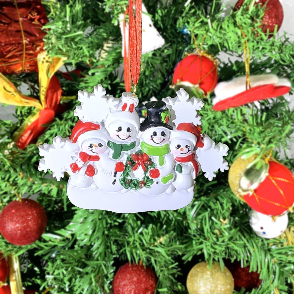 Adorable Resin Snowman Family Christmas Wreath Decorative Snowflake Holiday Ornament