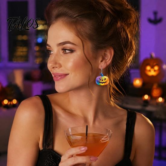 Ghost Face Dangle Jewelry 1 Pair Halloween Earrings for Women, Colorful Pumpkin Creative Acrylic Drop Earrings, Gifts Carnival Party Non-fading