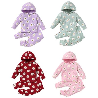 Baby Kids Daisy Print Clothes Set Hooded Pullover Sweatshirt Top and Pants 2pcs