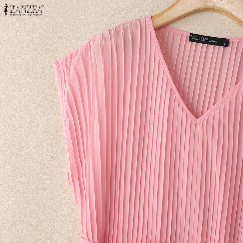 ZANZEA Damen Ärmellose Tanktops und Hosen Sommer Zweiteiler Anzugsets