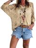 Cardigan lavorato a maglia da donna con scollo a V, intagli a forma di diamante e maniche a pipistrello, per la primavera/estate europea