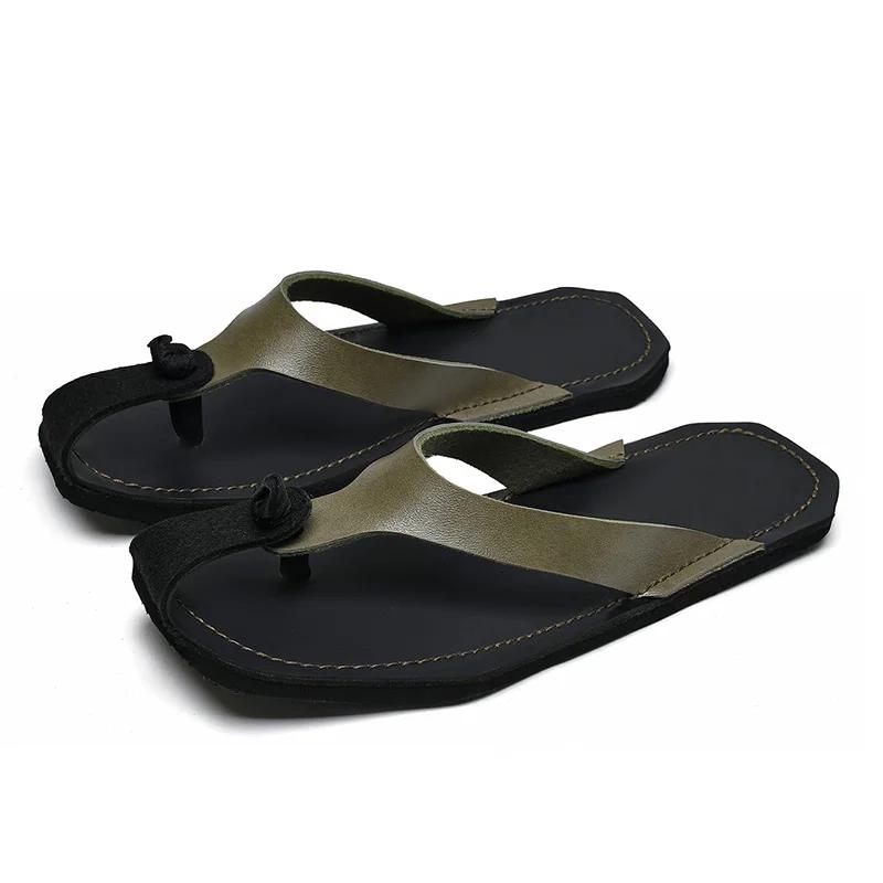 Fashion Plus Size 38-47Men Fashion Antiskid Walking Slippers Summer Flats Soft Bottom Breathable Flip Flops Antiskid Outdoor Beach Shoes