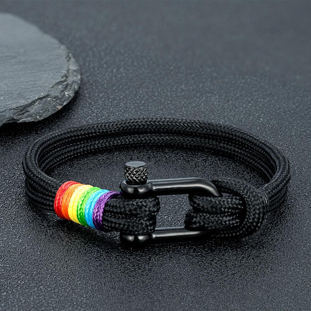 Stainless Steel Rainbow Couple Bracelet, Simple Multi-color Wristband