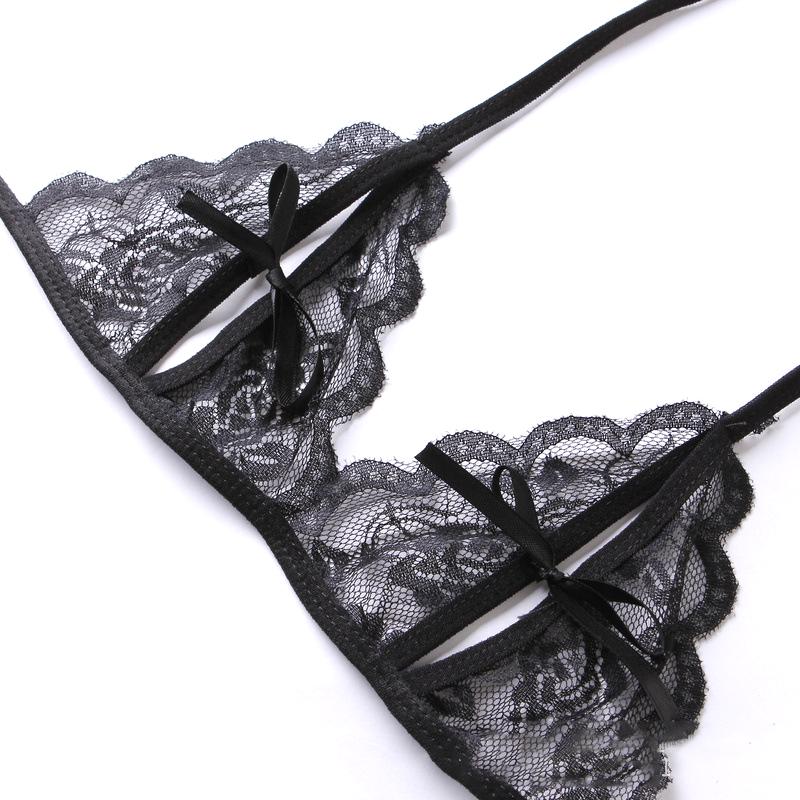 Women Lace Bra Set Sexy Lingerie Set Strappy Wire Free Underwear Bralette Suit