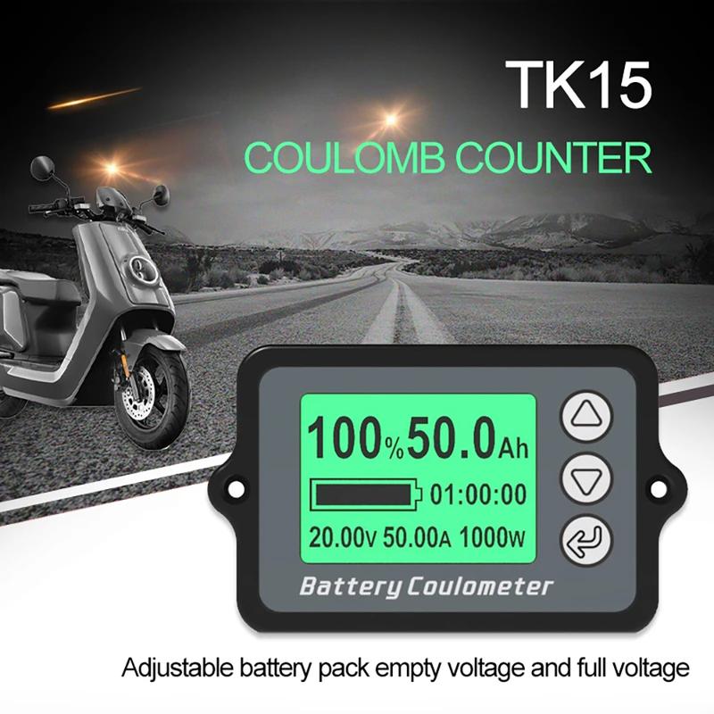 TK15 Batterie-Coulometer 50A 100A 350A Lithium-Batterie-Kapazitätstester Spannungs-, Strom-, Restleistungsanzeige Batteriemonitor