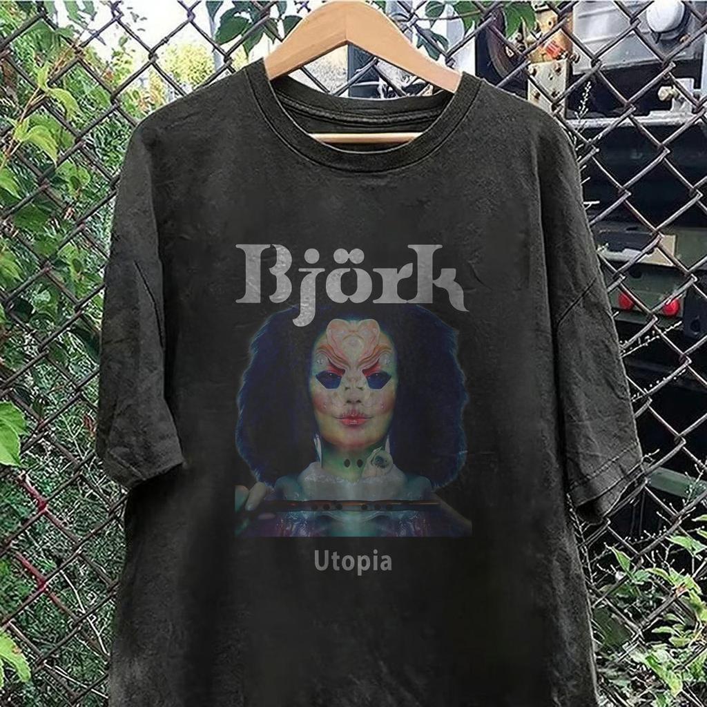 Bjork Utopia T-Shirt Retro Vintage Band Graphic Black Cotton Unisex Tee