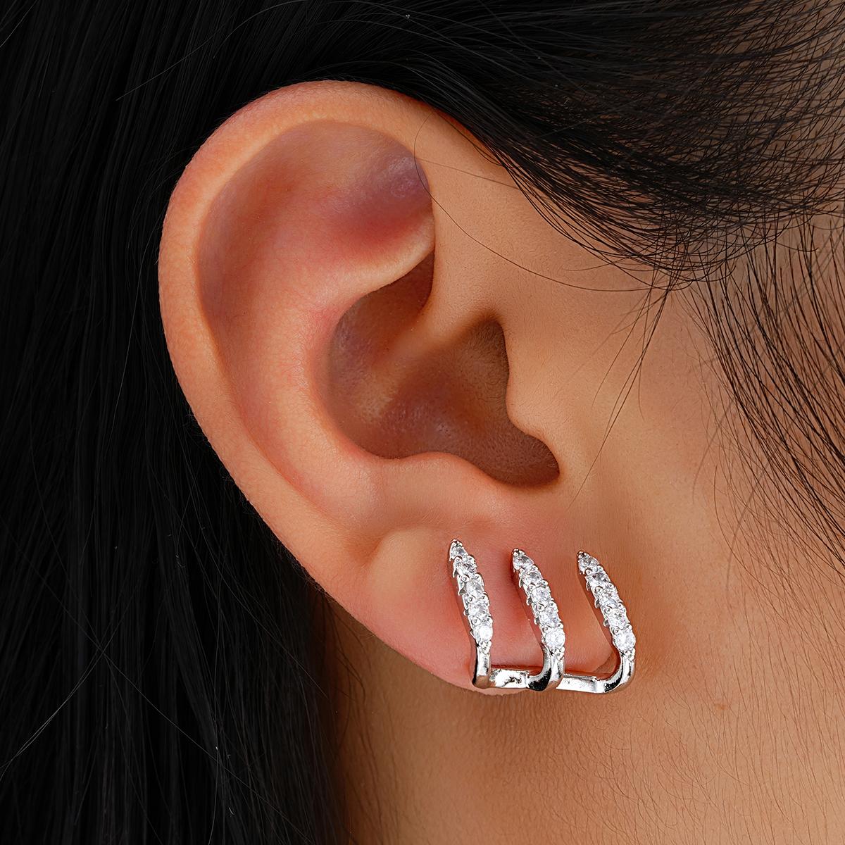 

Fashion Korean Copper Metal Stud Earrings for Women Sweet Girls Shiny Crystal Geometric Earrings Claw Party Wedding Jewelry Gift
