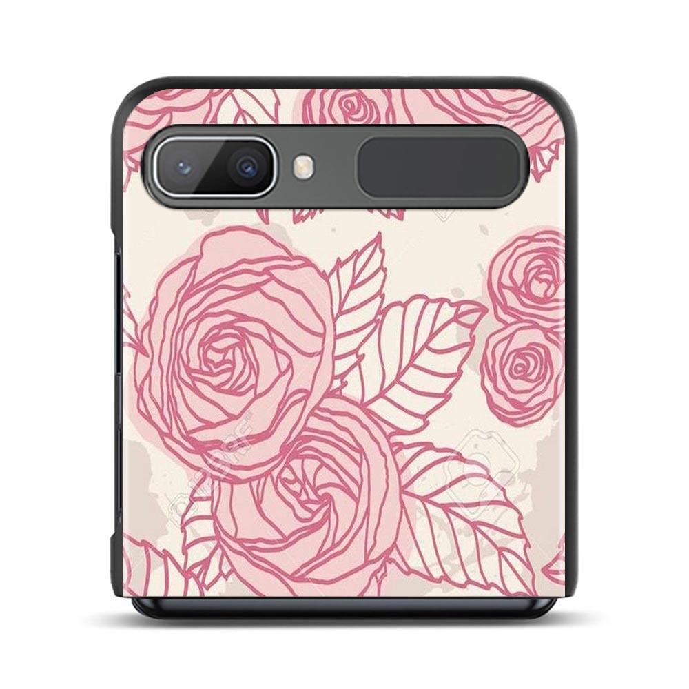 Phone Case For Samsung Galaxy Z Flip3 5g Back Cases For Samsung Z Flip Capa Black Shell Fundas Rose Pink Purple Bling Pattern