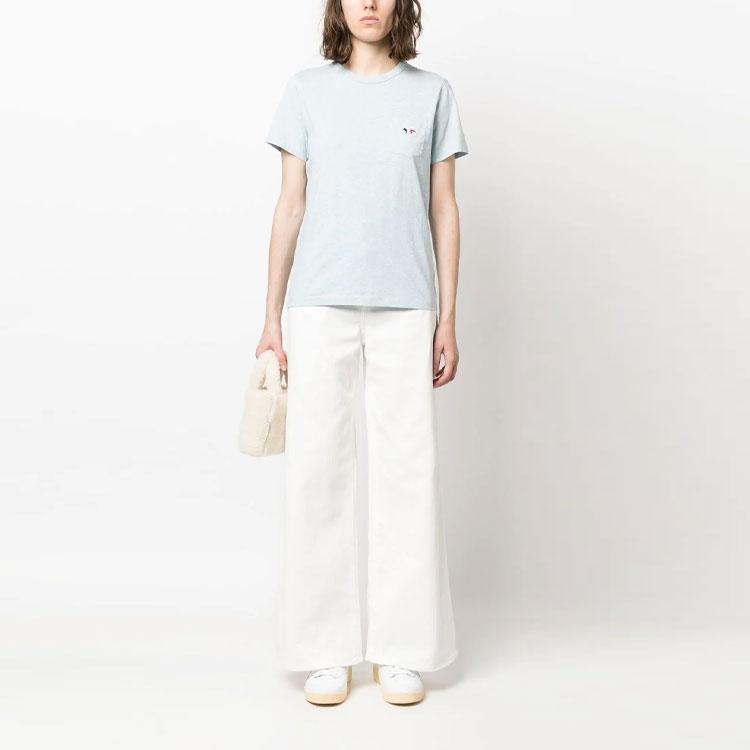 Maison Kitsune Logo Embroidered Short Sleeve T-Shirt Women Tops FW00107KJ0010-H429