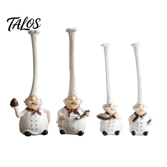 No Paint Peeling Resin Doll 2Pcs Tall Hat Chef Figurine for Kitchen And Restaurant Decor, Hand-Painted Cartoon Statue Dolls with Stable Base Tabletop
