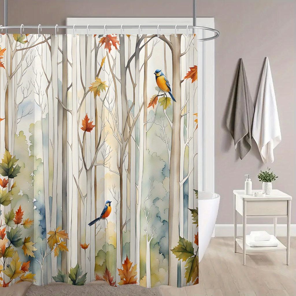 Whimsical Autumn Trees Shower Curtain - Colorful Bath Decor, Perfect for Those Who Love Nature-Inspired and Seasonal Designs