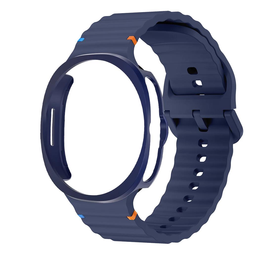 Silicone Strap+PC Case for Samsung Galaxy Watch 8 classic Wave Band Screen Protector Bumper for Galaxy Watch 8 classic 46mm