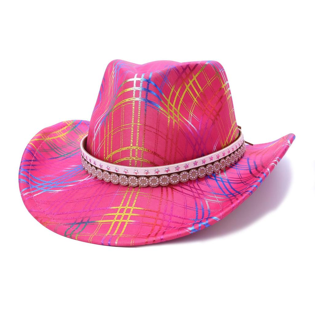 Colored Western Cowboy Hat Peachheart Top Hat Men'S And Women'S Holiday Party Party Jazz Hat
