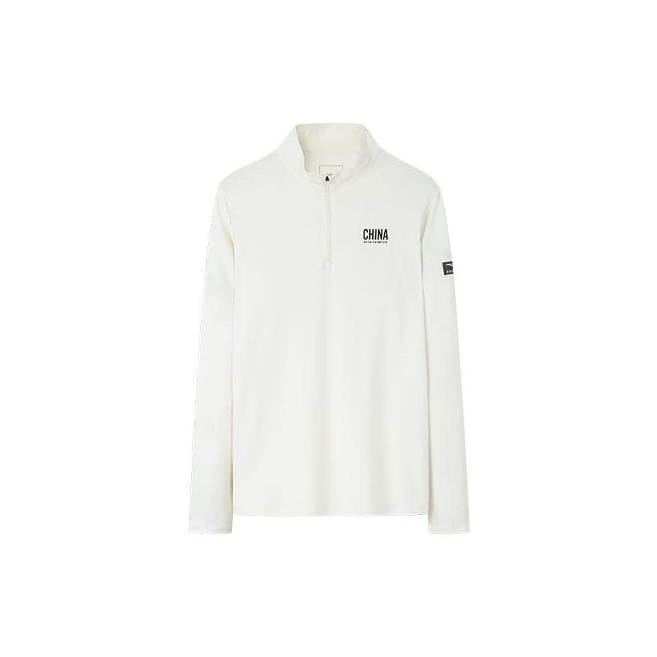 ANTA T Shirts Men s White Stand Collar Moderate Straight Fit 152230403-1 L