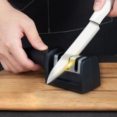 Black 3 Stage Knife Sharpener 1PC Multi Functional Manual Handheld Sharpening Tool for Kitchen Household Use