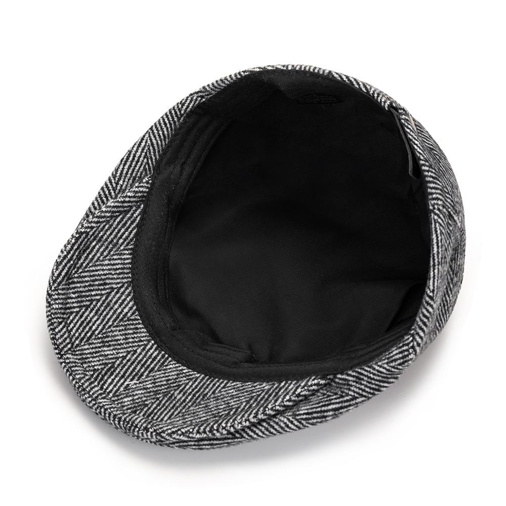 Vintage Striped Beret Women Autumn And Winter Artist Painter Hat Korean-Style Casual Versatile Trendy Ivy Cap Men Newsboy Cap