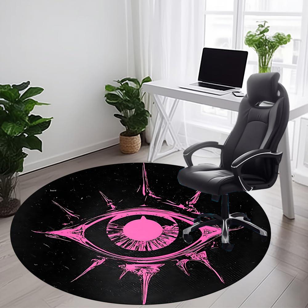 1pc Eye Symbol Office Round Area Rug, Indoor Mat Suitable ForOffice, Under Office Chairs Bedroom Living Room Home Decor, Room Deco T026