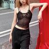 Summer Women's Solid-Colour Slim-Fit Streetwear Fashion Strapless Mesh Camisole Two-Piece Set