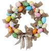 15.7 Easter Wreath, Vintage Easter Wreath with Multi Colored Pastel Eggs Burlap Bowknot, Easter Wreath for Front Door and Wall Decoration,