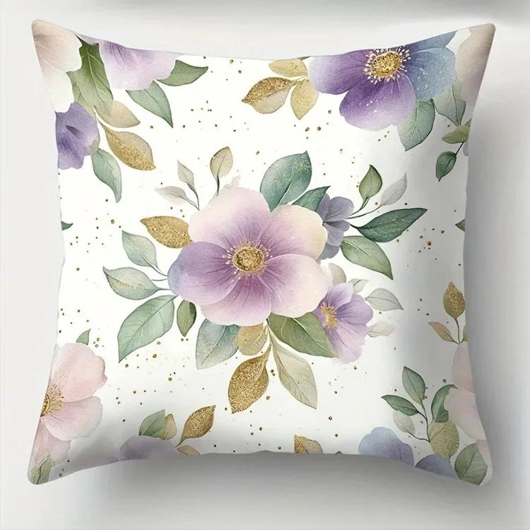 Home Decor Floral Patterned Cushion Covers Elegant Decor Pattern Cushion Cover Suitable For Sofa Bedroom Car Pillow Cover