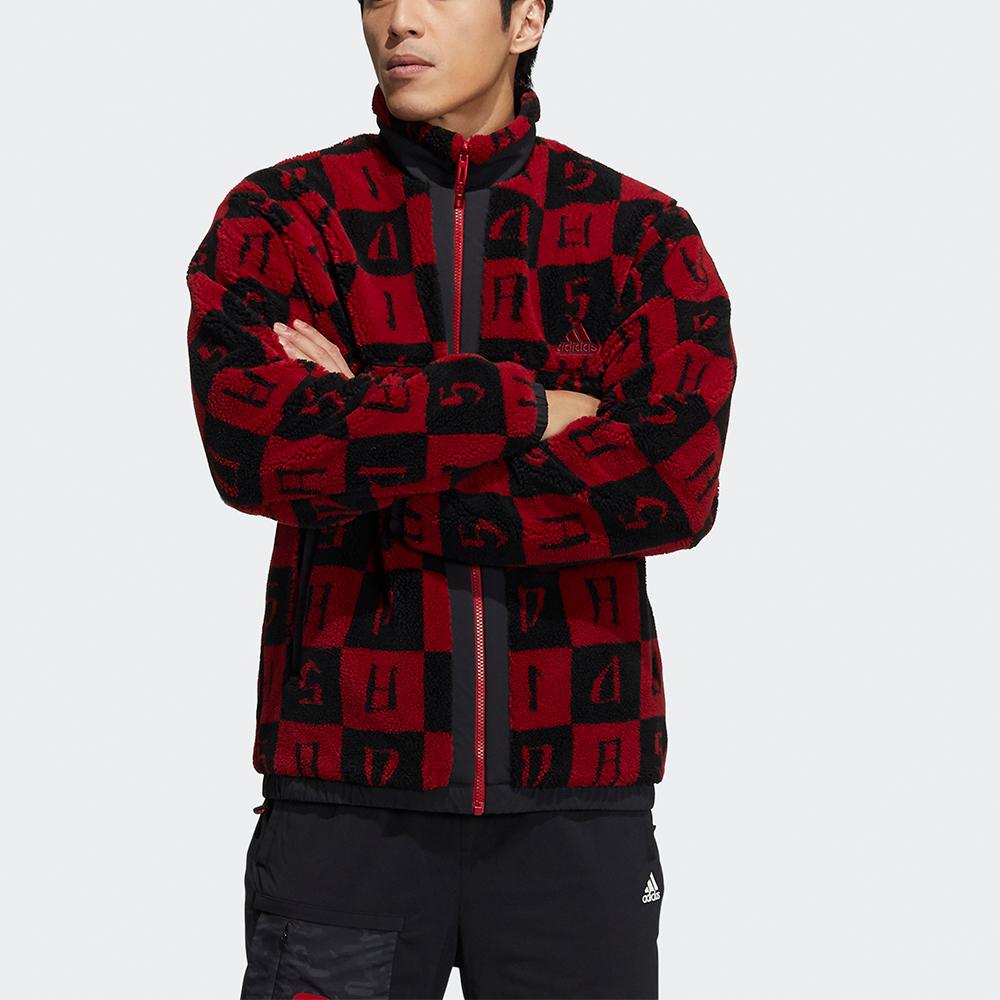 Adidas St Aop Boa Bunda Oboustranná Fleecová Sportovní Stojáček Svrchní Oblečení Pánské Bundy Burgundská H39241