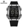 Original Men Square LCD Digital Watch Waterproof Lightweight Calendar Date Chronograph Silicone Strap Men Boys Casual Watch NF6107