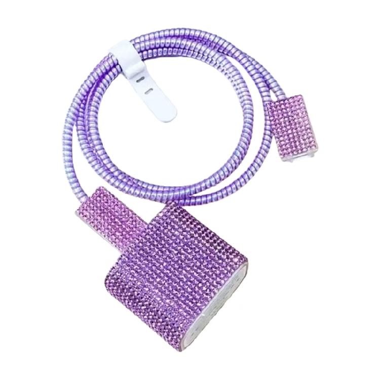 Glittering Rhinestones Charging Protections Case Featuring Soft TPU Shell And Practical Cable Saver For Charging Devices