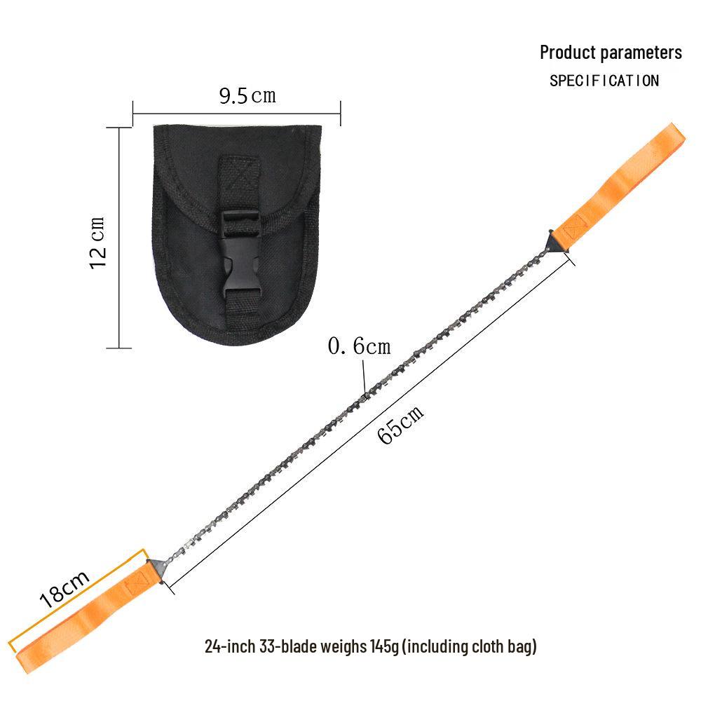 24" 33-Tooth Portable Hand Pull Chainsaw for Outdoor Camping and Survival