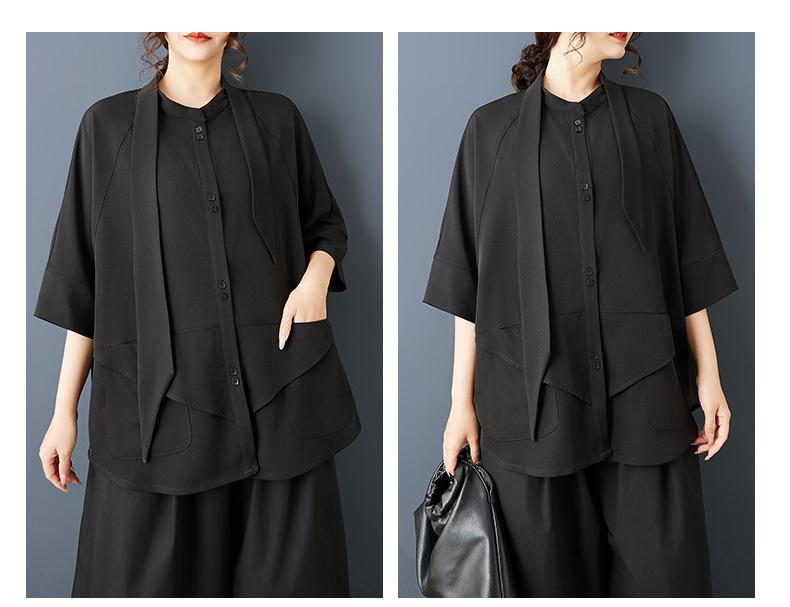 Summer 2026 Dark Style Versatile Casual Plus Size Women's Shirt - Loose, Slimming, Fashionable Top