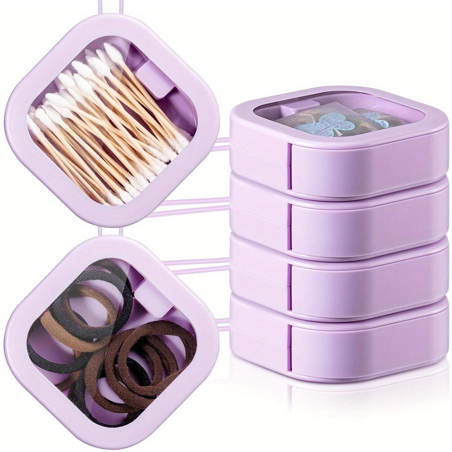 

4pcs Stackable Plastic Hair Accessory Organizer Boxes, Portable Bobby Pin and Swab Dispenser Containers for Home Use, Hair Organizers Storage чорний