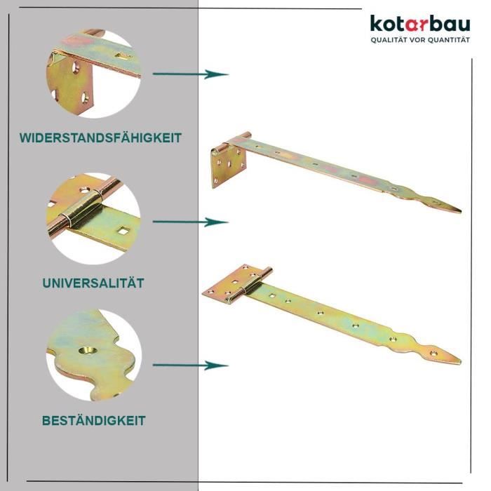 Charnière en T Décorative 300 mm Galvanisé Jaune - KOTARBAU®