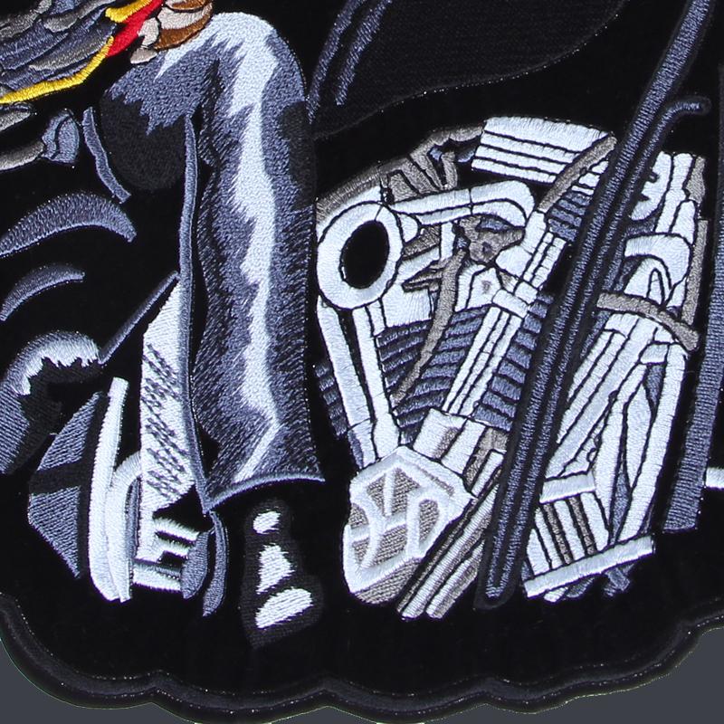 Large-sized Cool MC Indian Chief Pattern Motorcycle Rider Eco-friendly Fabric Ironing Applique Vest Back Embroidery Patch