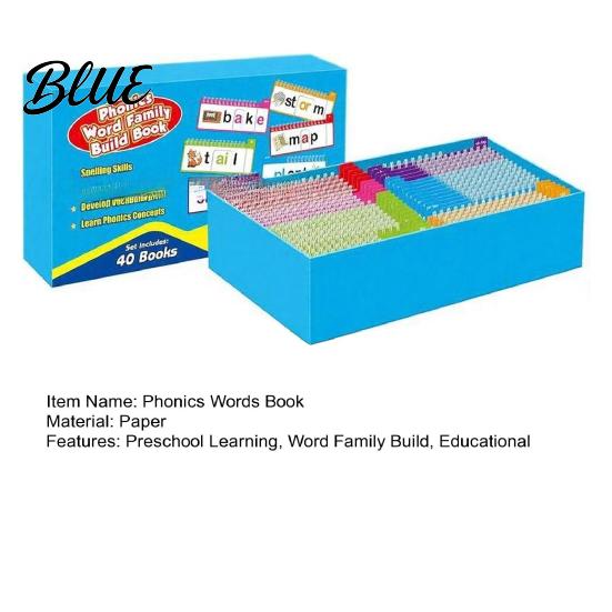 Words Spelling Flash Cards 40Pcs Phonics Word Family Build Book Kids Preschool Learning Activity Rhyming Kindergarten Student Read Rhyme Flip