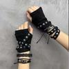 Y2K Millennium Hot Girl Rivet Strap Gloves Punk Style Subculture JK Girl Wasteland Style Accessories Sleeves Cosplay