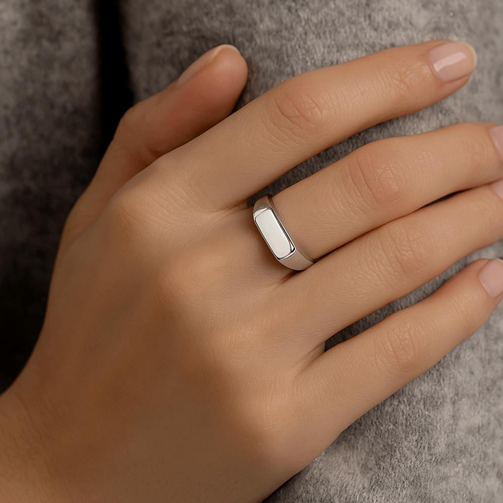 Square Stainless Steel Ring Jewelry Finger Ring Punk Titanium Seal Ring Men Women