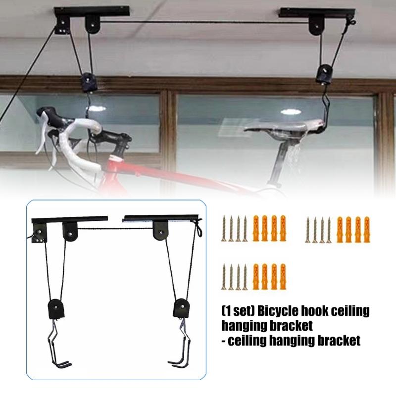 Space Saving Overhead Bike Storage Hook Heavy Duty Metal Ceiling Mount For Road Mountain Bike