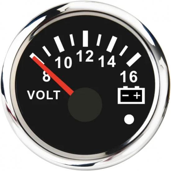 52mm Marine Voltmeter 8-16V 16-32V Volts Gauge For Caravan Car Boat Motorcycle Volt Meter Gauge With Alarm Red backlight 12V 24V