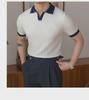 Italian Style Men's Slim Fit Polo - Summer Breathable, Trendy, V-Lapel, Jacquard Knit Short Sleeve