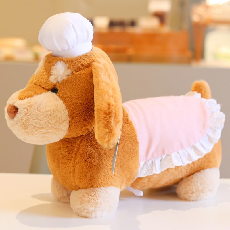 Burger Plush Dog Toy Chef Cartoon Stuffed Animal Doll Cute Kids Birthday Gift