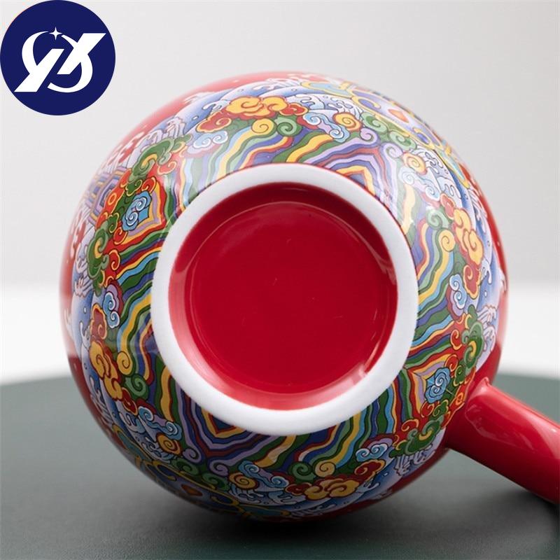 Ceramic Teacup with Infuser and Lid Portable Travel Coffee Cup with Filter and Bag 320ML