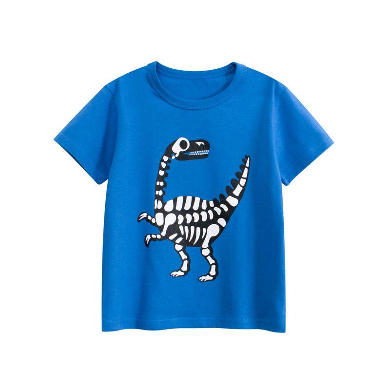 27Kids Kidsren's Clothing Kidsren's Summer Short-Sleeved T-Shirt Tops Boys' Dinosaur Print Bottoming Shirt Baby Pure Cotton Clothes