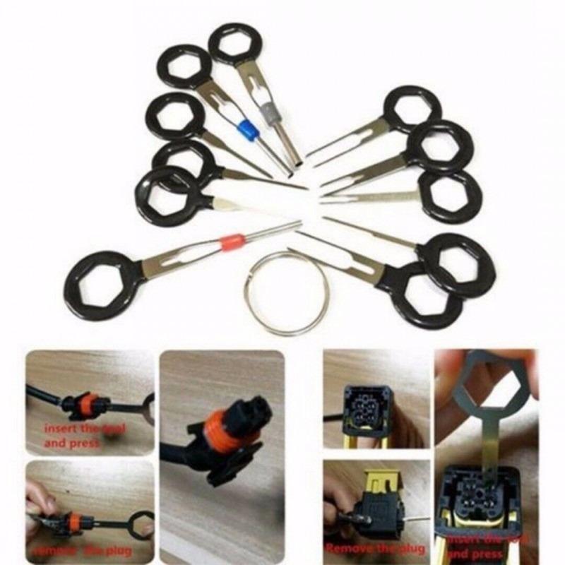 26-11pcs Car Terminal Removal Repair Tools Electrical Wiring Crimp Connector Pin Extractor Kit Keys Automotive Plug Pullers